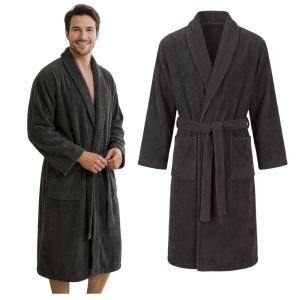 Szlafrok męski frotte bawełniany czarny M-4XL