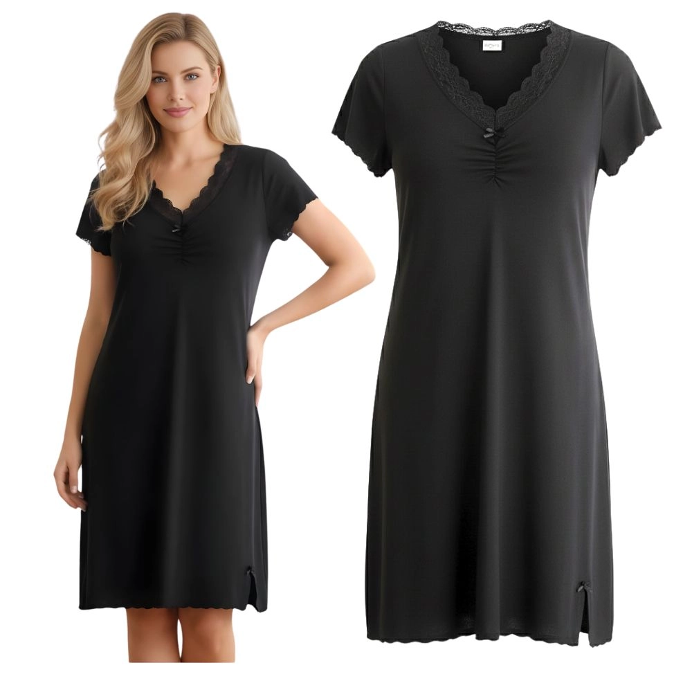 Koszula nocna damska z wiskozy z krótkim rękawem M-XXL