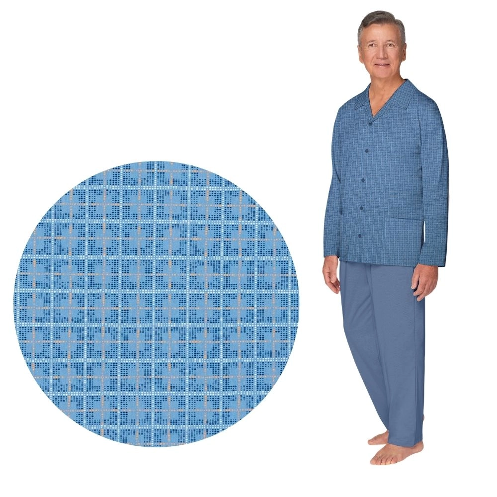 Elegancka piżama męska bawełniana rozpinana długa M-3XL 