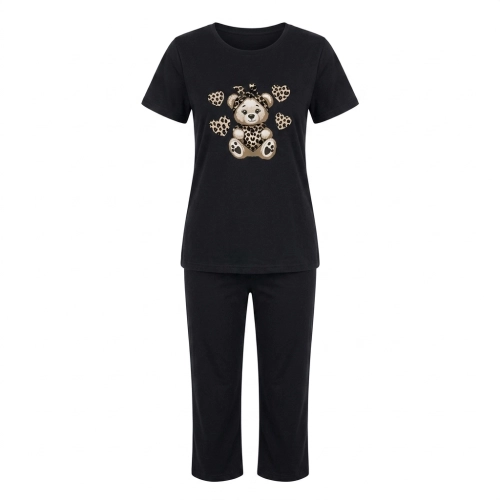 Piżama damska 3/4 ciemnogranatowa z nadrukiem misia S-XXL