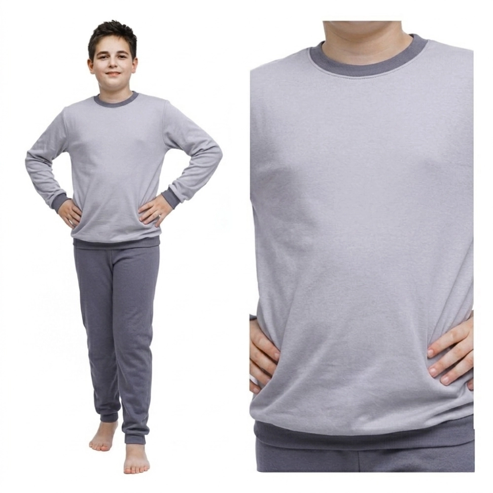 Gładka piżama chłopięca bez nadruku dla alergików 128- 176