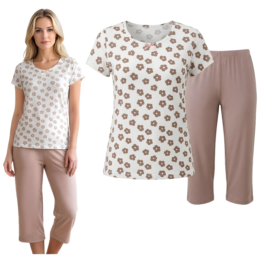 piżama damska spodnie 3/4