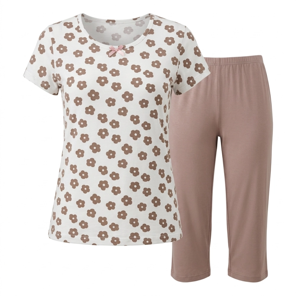 piżama damska letnia wiskoza spodnie 3/4