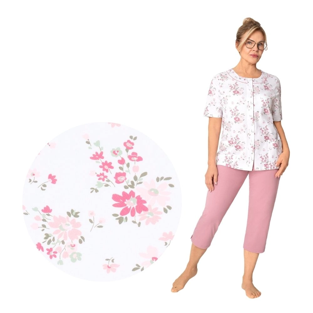 Elegancka piżama rozpinana krótki rękaw M-3XL
