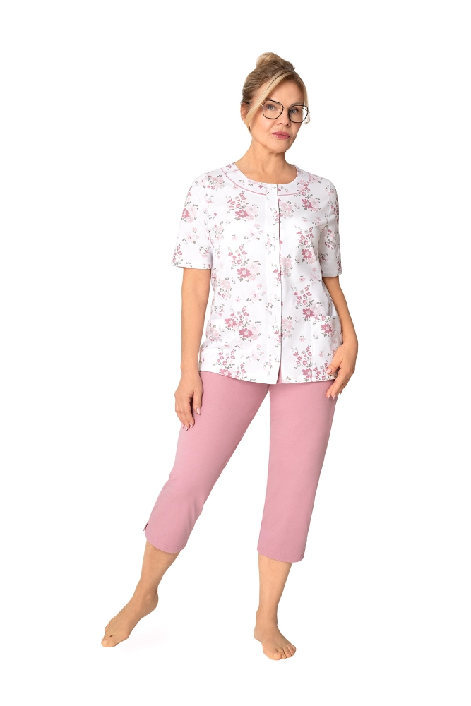 piżama damska rozpinana krótki rękaw bawełniana