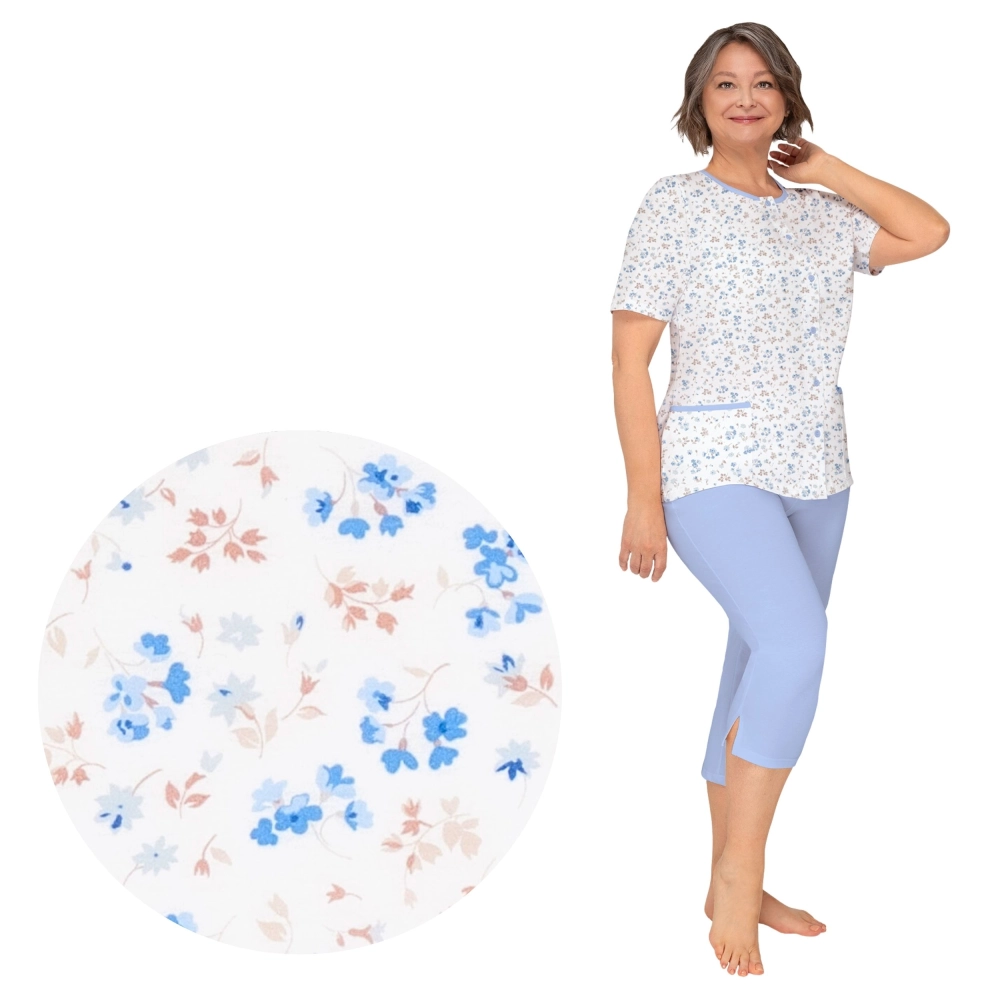 Elegancka piżama rozpinana krótki rękaw M-3XL