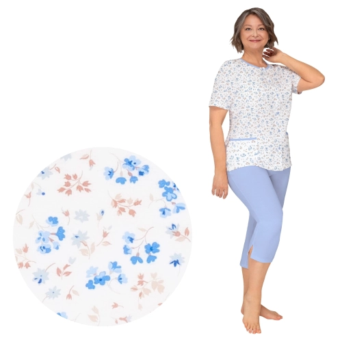 Elegancka piżama rozpinana krótki rękaw M-3XL