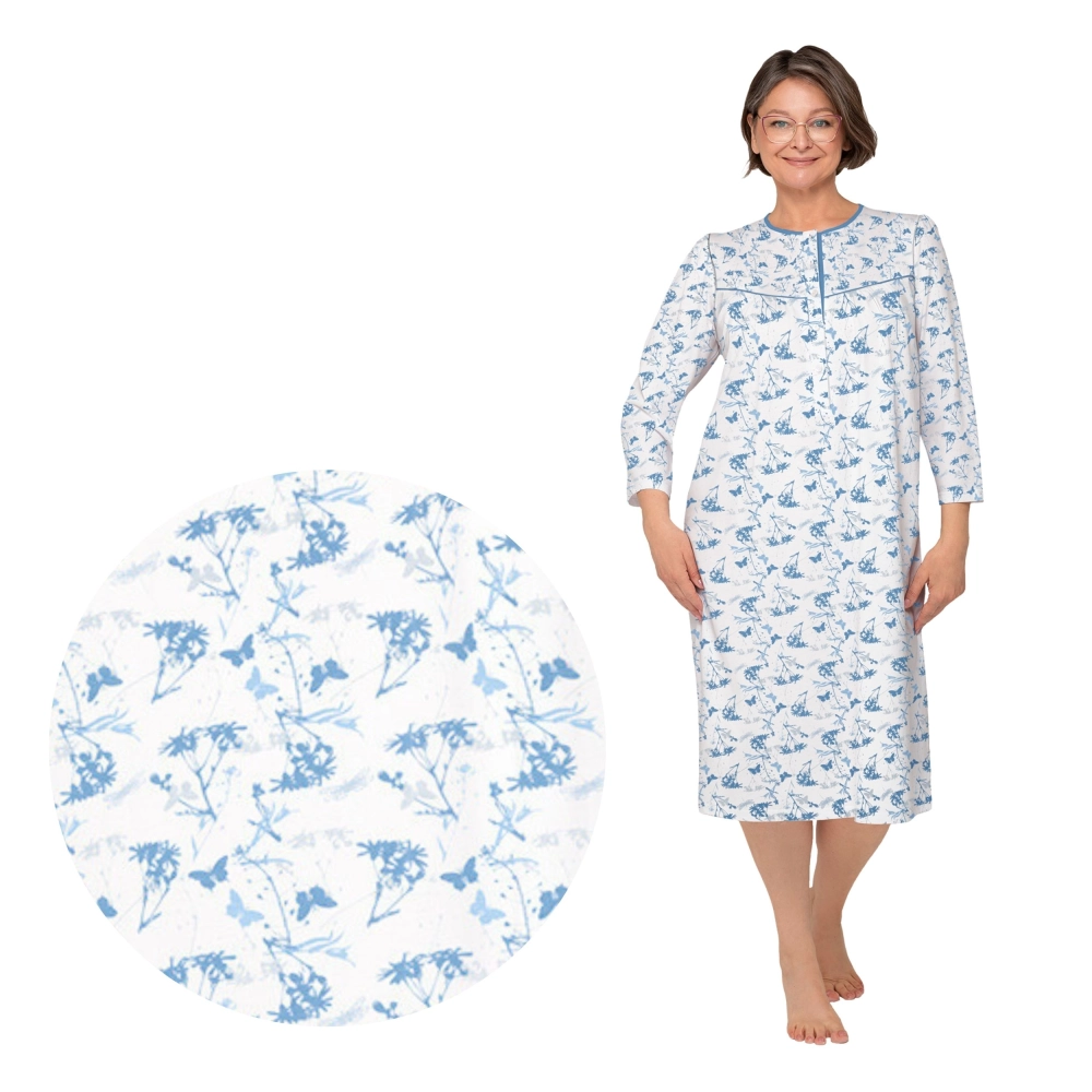 bawełniana koszula nocna z długim rękawem