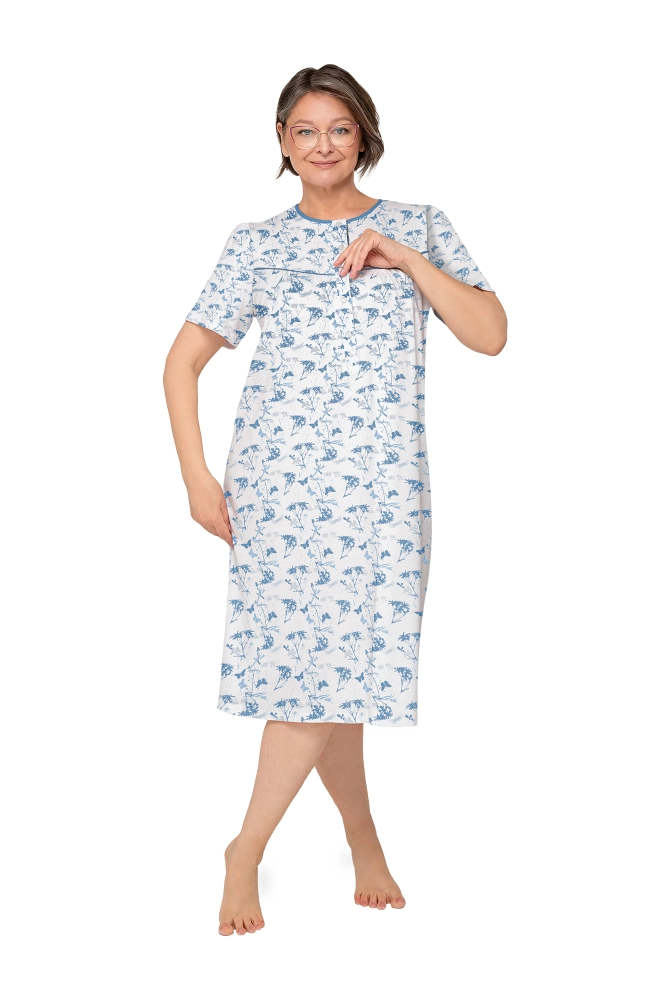 elegancka koszula nocna damska z krótkim rękawem do szpitala