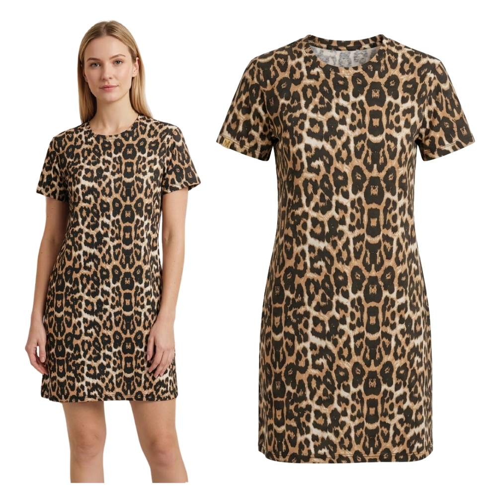 koszula nocna damska bawełniana panterka letnia krótka