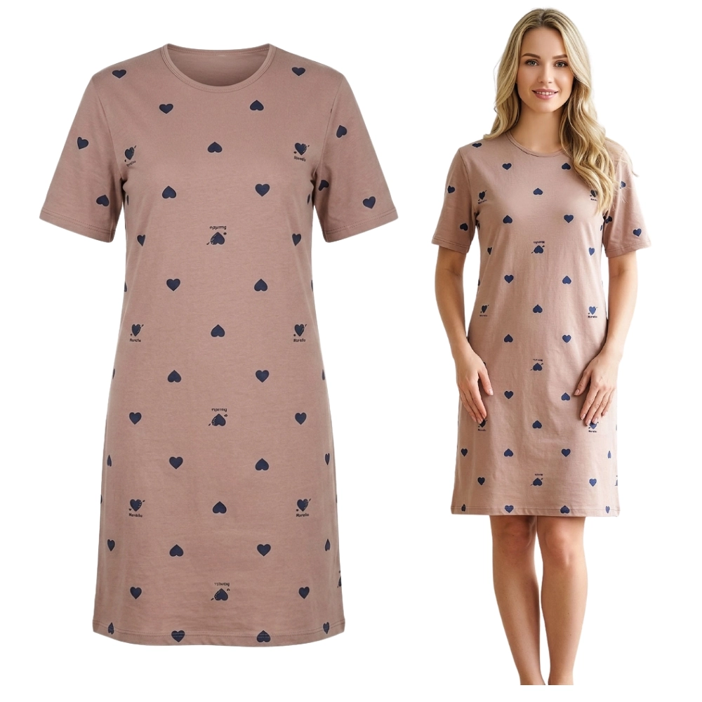 bawełniana koszula nocna damska elegancka krótki rękaw