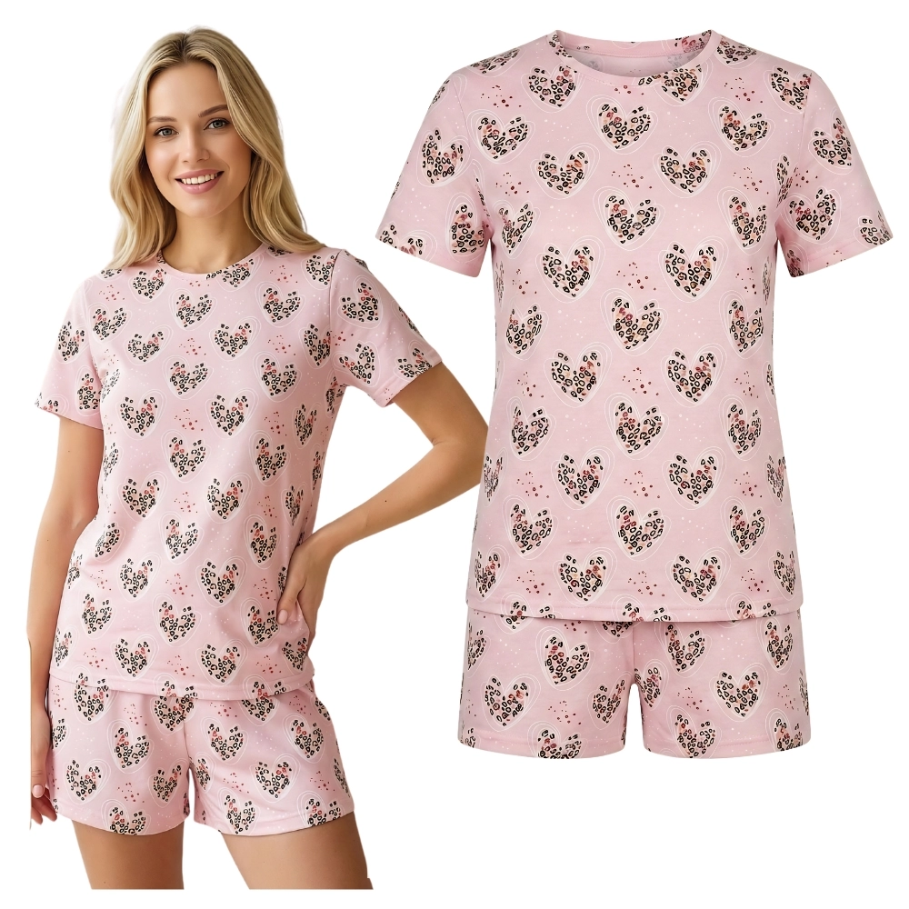 Piżama damska bawełniana krótki rękaw krótkie spodenki S-XXL
