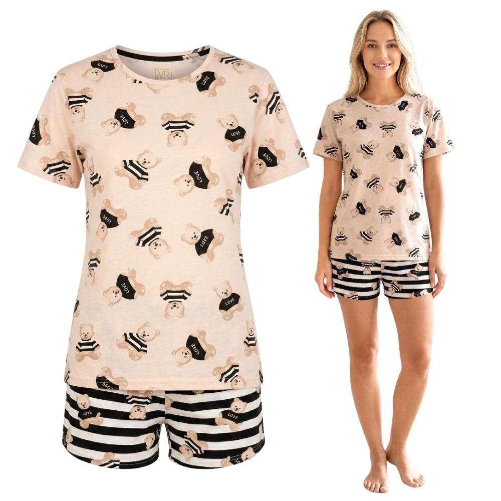 Piżama damska bawełniana krótki rękaw krótkie spodenki S-XXL