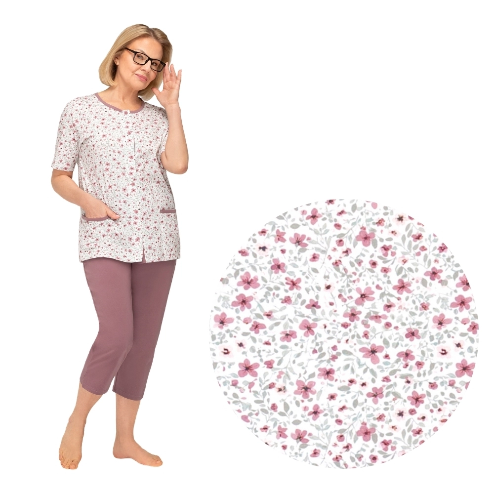Elegancka piżama rozpinana krótki rękaw M-3XL