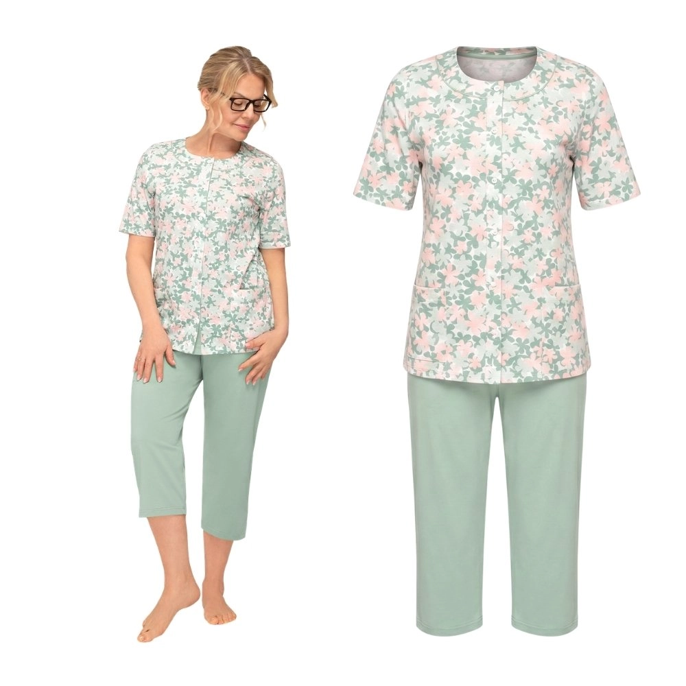 Elegancka piżama rozpinana krótki rękaw M-3XL