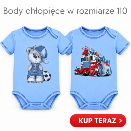 Body dla chłopca niebieskie z nadrukiem rozm. 110