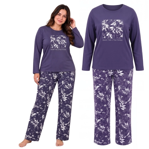 Piżama damska bawełniana fioletowa PLUS SIZE XL-4XL